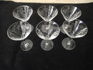 Noritake Sasaki Bamboo Pattern Cut Crystal Wine - Sherry Glasses Set Of 6