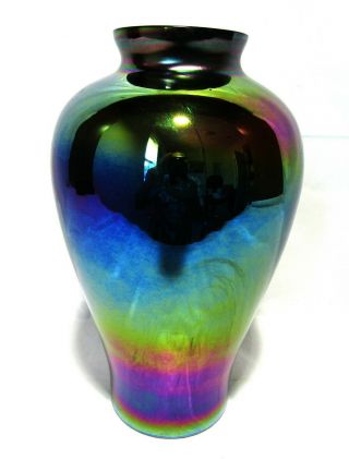 8 " Vintage/antique Amethyst Iridescent Carnival Glass Vase