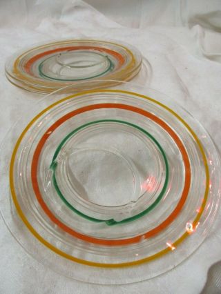 Vintage Anchor Hocking Banded Rings 3 Snack Plates Saucers