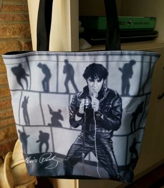Elvis Presley Tote Bag 68 Comeback Special Large Tote Purse Zipper Top