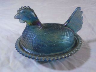Hen On Nest Indiana Carnival Glass Covered Candy Dish