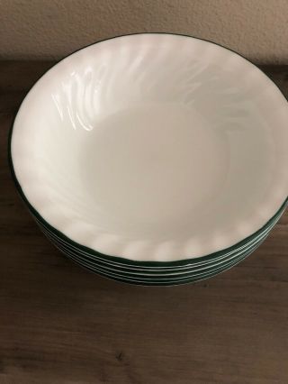 Set Of 6 Corelle Corning Ware Cereal Bowls 7 1/4” White Swirl Green Band Ivy