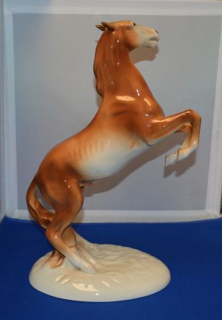 Vintage Royal Dux Porcelain Horse Figurine - Rearing Stallion -