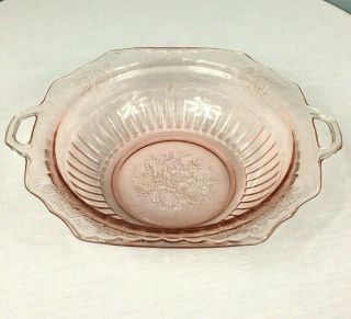 Vintage Pink Depression Glass Octagonal Serving Dish Candy Dish Bowl 8 " (inside)