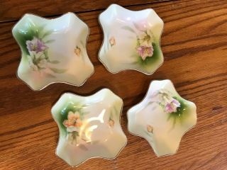 Four Small Prussia Royal Rudolstadt B 1905 - 1931 Mark Porcelain Dishes