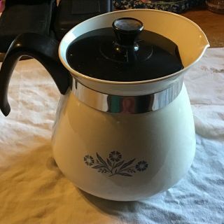 8 Cup Vintage Corning Ware Cornflower Blue 2 Qt Coffee Tea Pot Stove Top Ec