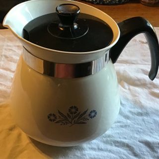 8 Cup Vintage Corning Ware Cornflower Blue 2 Qt Coffee Tea Pot Stove Top EC 2