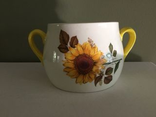 Red Wing Pottery Pot With Handles,  Sunflower
