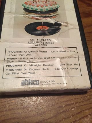 Rolling Stones/ Let It Bleed,  Abkco Records 8 Track Tape 3