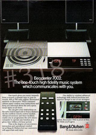 Bang And Olufsen Beocenter 7002 Hi - Fi Advert - Rare 1980 Advertisement