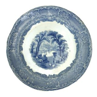Antique 19th Century Staffordshire Blue Transferware Plate Venus Podmore Walker