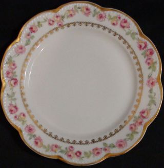 Pink Rose Schleiger 526 Pattern Haviland Limoges Bread Plates Circa 1910