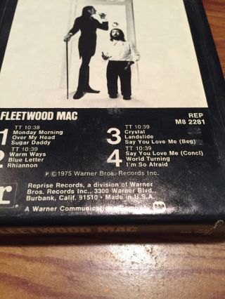 Fleetwood Mac/ Rumours 1977 Warner Brothers Records 8 Track Tape 3