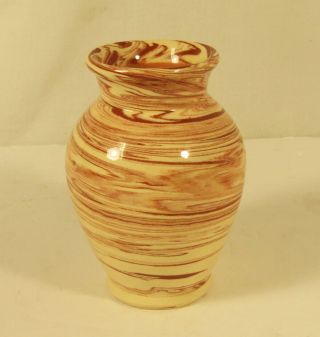 Vintage Nolde Forest 2003 Mission Style Art Pottery Swirl Vase 5 ¼ Inches