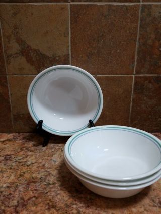 Corelle Country Cottage Soup Cereal Bowls 6 1/4 " Blue Green Trim Set Of 6