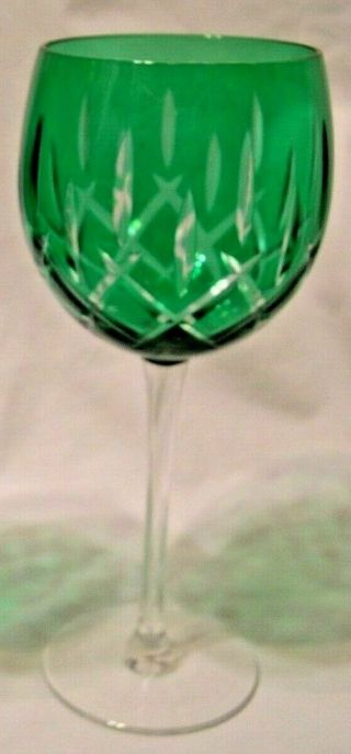 One Gorham Emerald Green Cut To Clear Goblet Crystal Stem Wine Glass