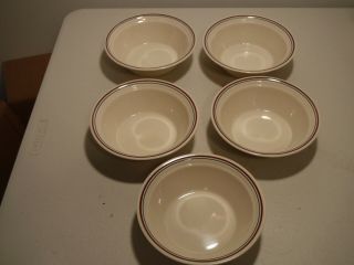 4 Cereal Bowls – Corelle “abundance” By Corning Ware - Blue And Maroon Bands