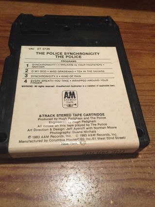 The Police/ The Police Synchronicity 1983 A & M Records 8 Track Tape 4
