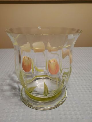 Princess House " Cottage Tulip " Ice Bucket - Hand Painted Glass