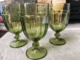 Libbey Duratuff Gibraltar Set Of 3 Olive Green Iced Tea Water Goblets Glasses
