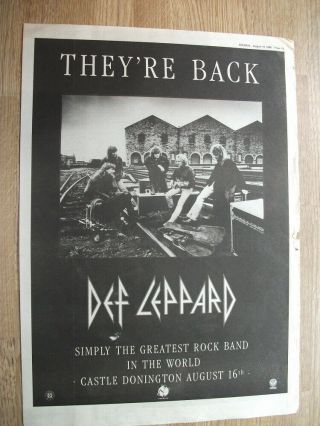 Def Leppard Uk Date Castle Donington 1986 - Music Press Advert 16 X 11 Inches