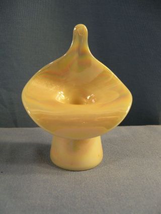 1992 Gibson Iridescent Burmese Glass Mini Miniature Jack In The Pulpit Vase