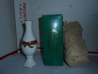 Vtg 1986 Royal Doulton Ribbons Footed Gold Trim English Porcelain Bud Vase W Box