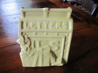 Vintage Mccoy Yellow Ceramic Art Pottery Mail Letter Holder Wall Pocket Us Box