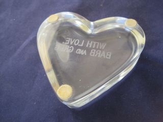 Baccarat Heart Paperweight w/ Love Barb and Greg 3