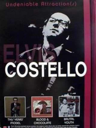 Elvis Costello 2002 Undeniable Tym,  B&c,  By Promo Poster Flawless Old Stock