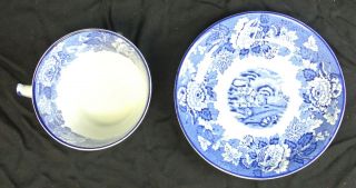 English Scenery Blue Cup & Saucer Enoch Wood & Sons England Blue Transferware 3