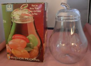 Anchor Hocking Pear Shaped Clear Glass Jar Vintage Usa Holds 60 Oz.