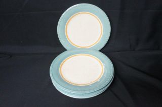4 Fitz & Floyd Carissa Paisley Blue Dinner Plates 11 "