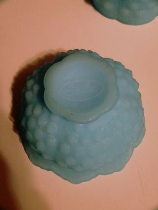 Fenton blue Hobnail Fairy Lamp/Candle Holder Sherbet Lime Satin Glass 5