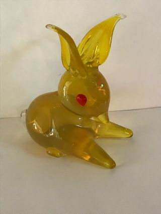 Vintage 1950s Seguso Murano Glass Figurine Yellow Bunny Rabbit Venetian Figure