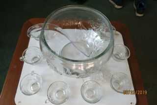 Vintage Indiana Glass Celebration Pink 18 - Piece Punch Bowl Set