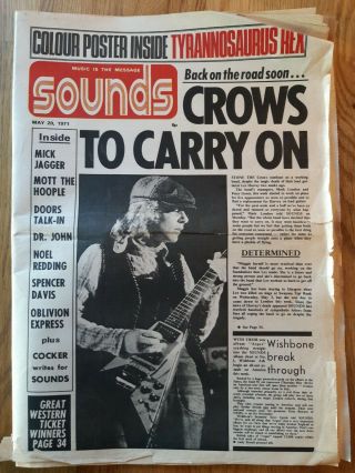 Sounds Music Newspaper May 20th 1971 Stone The Crows Wishbone Ash Cover