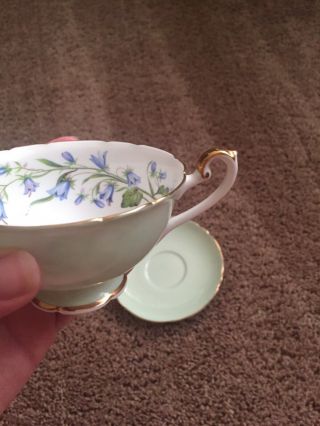Vintage Shelley Fine Bone China England Blue Flower Teacup & Saucer Set Tea Cup 4