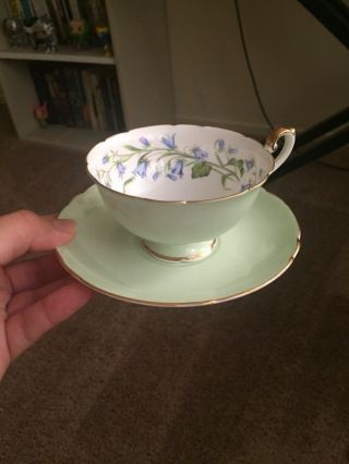 Vintage Shelley Fine Bone China England Blue Flower Teacup & Saucer Set Tea Cup 8
