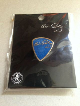 Elvis Guitar Pick Pin,  Official Presley,  Blue & Gold Jewelry,  Signature, .