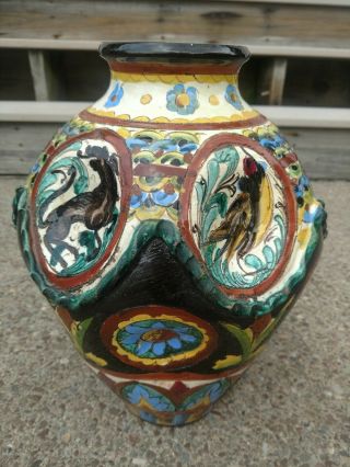 Antique/Vintage IMOLA ITALY Pottery Lamp Base Hand Painted 3