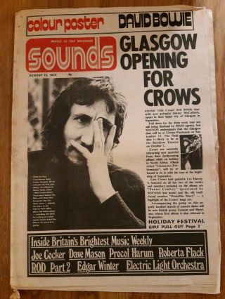 Sounds Music Newspaper August 12th 1972 Pete Townshend And Stone The Crows Cover