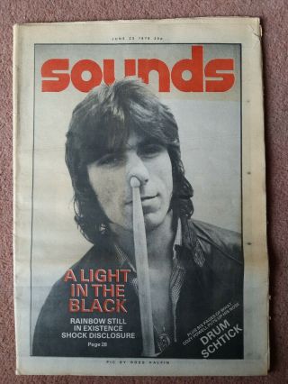 Sounds Music Newspaper June 23rd 1979 Cosy Powell Rainbow Drummer
