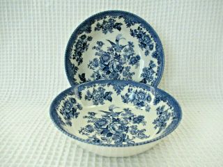 Royal Stafford Asiatic Pheasant Dark Blue Set Of 2 (7 - 1/2 ") Soup Bowls
