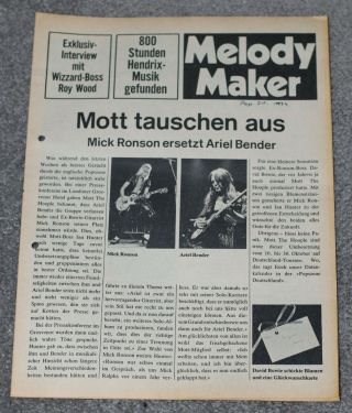 Mott The Hoople - Germany 1974 Melody Maker / Pop Express - Roy Wood Keith Moon