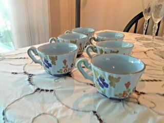 6 Cacf Faenza Carnation Pottery Tea Cups No Saucers Taste Setter By Sigma Italy