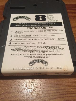 Kiss/ Destroyer 1976 Casablanca Records 8 Track Tape 3