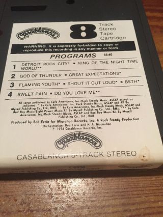 Kiss/ Destroyer 1976 Casablanca Records 8 Track Tape 4