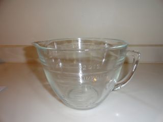 Vintage Anchor Hocking 2 Quart Glass Mixing/batter Bowl W/ Spout & Handle 8 Cup