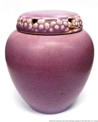 Vintage Rookwood Pottery Arts Crafts 1321E Purple Matte Mustard Pot Spice Jar 3